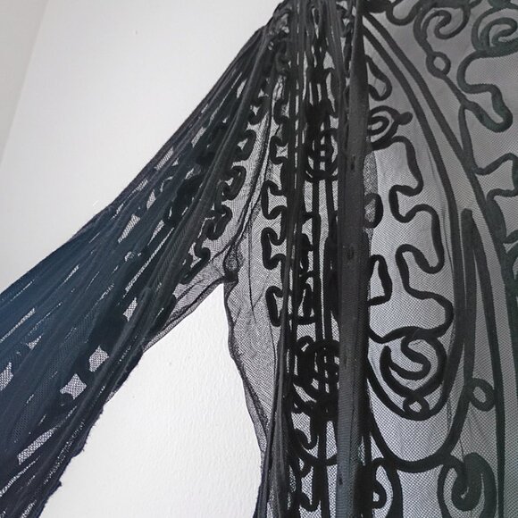 Dolce Cabo Sheer Embroidered Mesh Jacket Cardigan Goth Glam - Size M - Picture 4 of 6